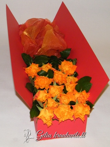 Oranžinių rožių siurprizas dėžutėje tik Klaipėdoje