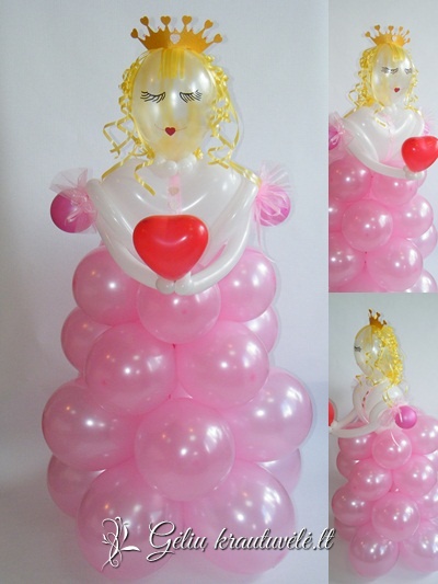 Balionų figūra rožinė princesė